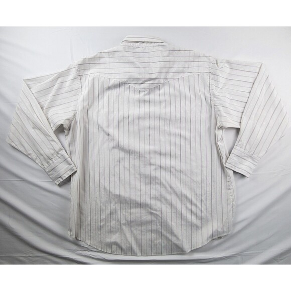 Vintage Wrangler Western Shirt Mens XXL Pearl Snap Button Down White Striped - Picture 4 of 7